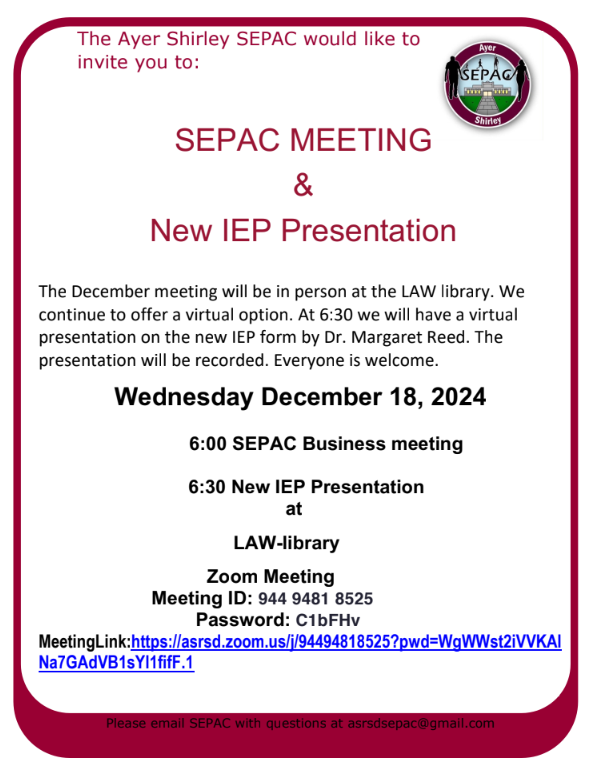  December SEPAC Meeting